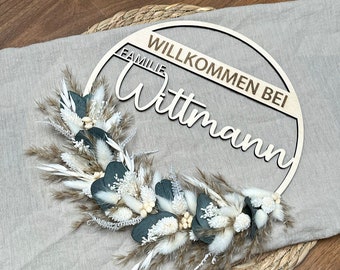 Trockenblumenkranz Familie Personalisiert/ Flowerhoop/Geschenkidee/Hochzeitsgeschenk