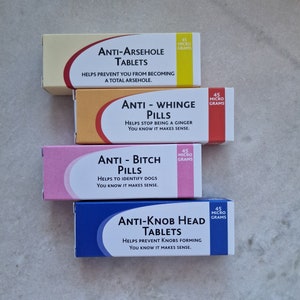 Joke Pill Boxes Gift Set x4 Fun Prank Medication Secret Santa fill With Your Own Treats