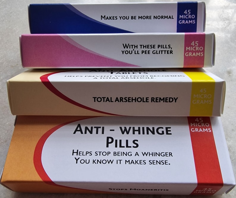 Joke Pill Boxes Gift Set X4 Fun Prank Medication Secret Santa Fill With