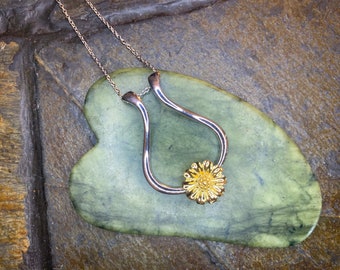 Necklace Ring Holder, Gift for Women Men Nurses Mothers Wife, Sterling Silver Ring Holder Necklace, Wedding Ring Keeper, Flower Necklace