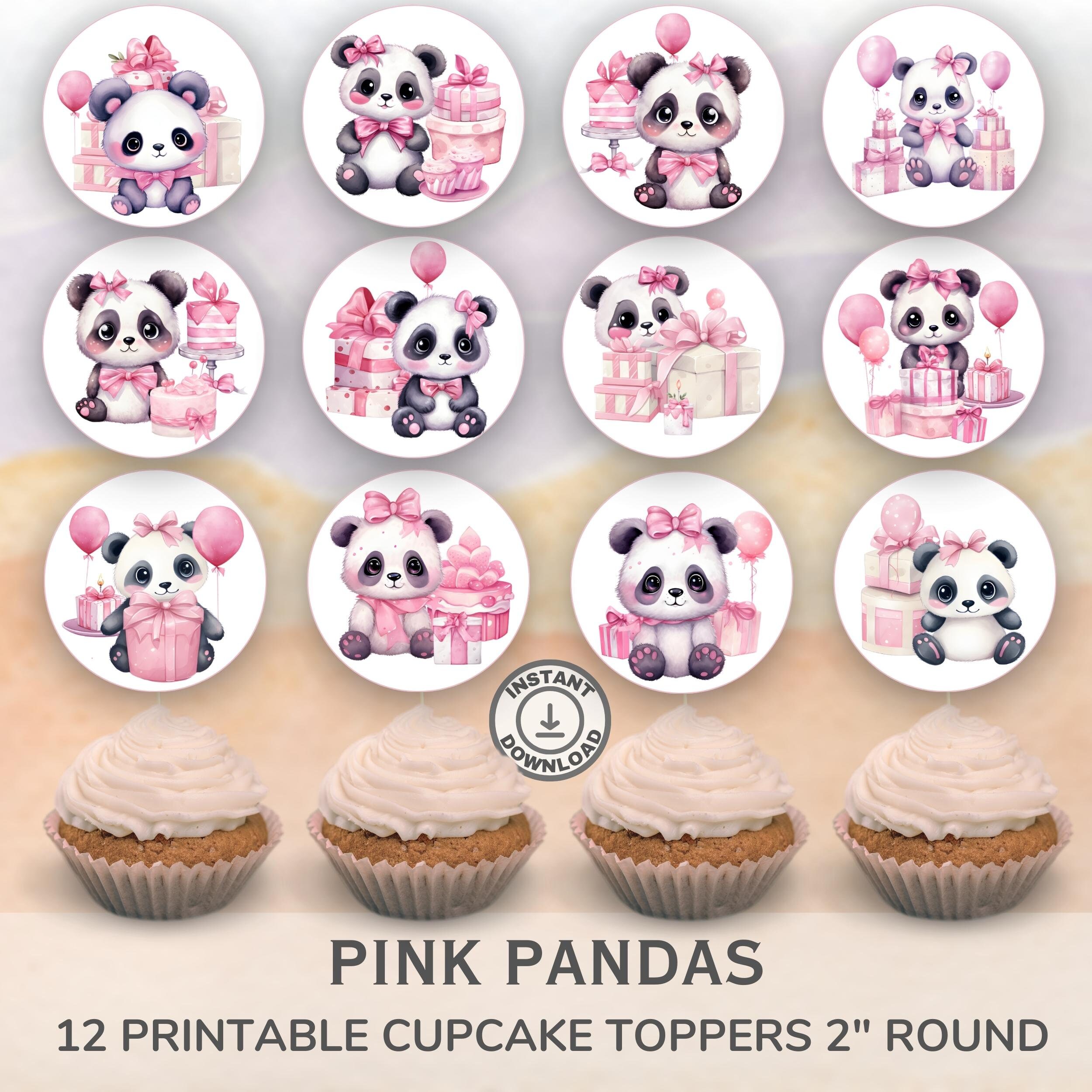 Printable Pink Panda Cupcake Toppers. Set of 12 Fun Designs. - Etsy
