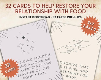 Affirmatiekaarten mindful eten: 32 afdrukbare kaarten (digitale download)
