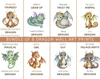 Baby Dragon Nursery Art Prints, Set of 8 (Digital Download)