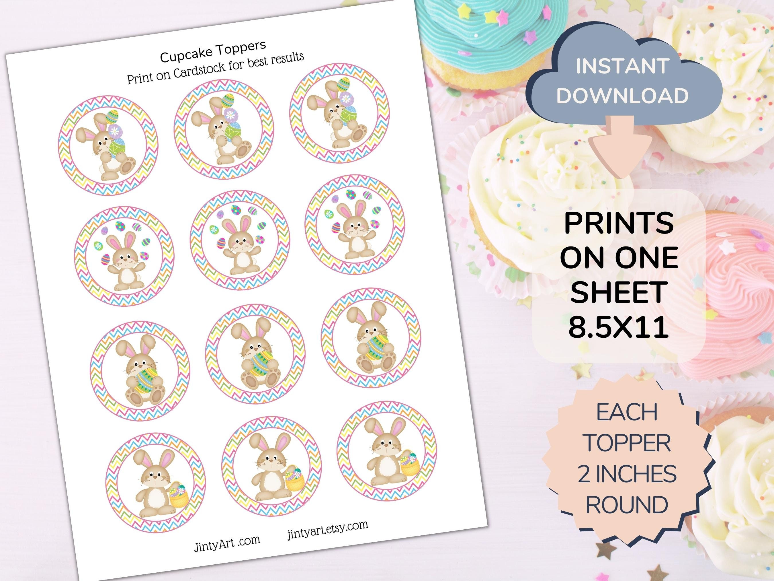 Easter Cupcake Toppers Printable, Easter Party Gift Tags, Bunny Party ...