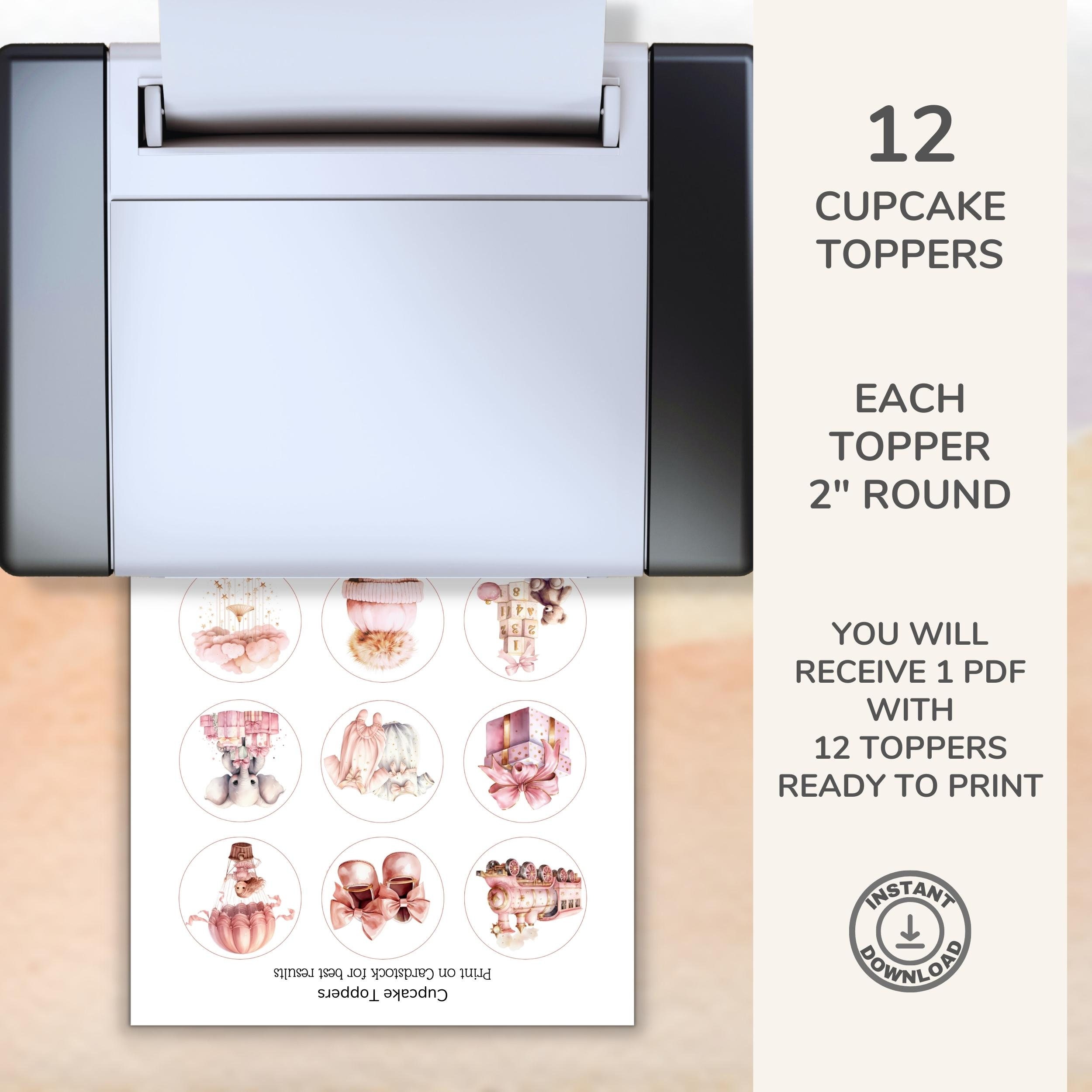 Printable Pink Wedding Cupcake Toppers. Set of 12 Fun Designs. Perfect ...