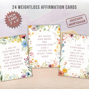 Affirmationskarten zum Abnehmen. Affirmationen zum Abnehmen, Selbstliebe und Selbstvertrauen in 24 Karten. Sofort Download