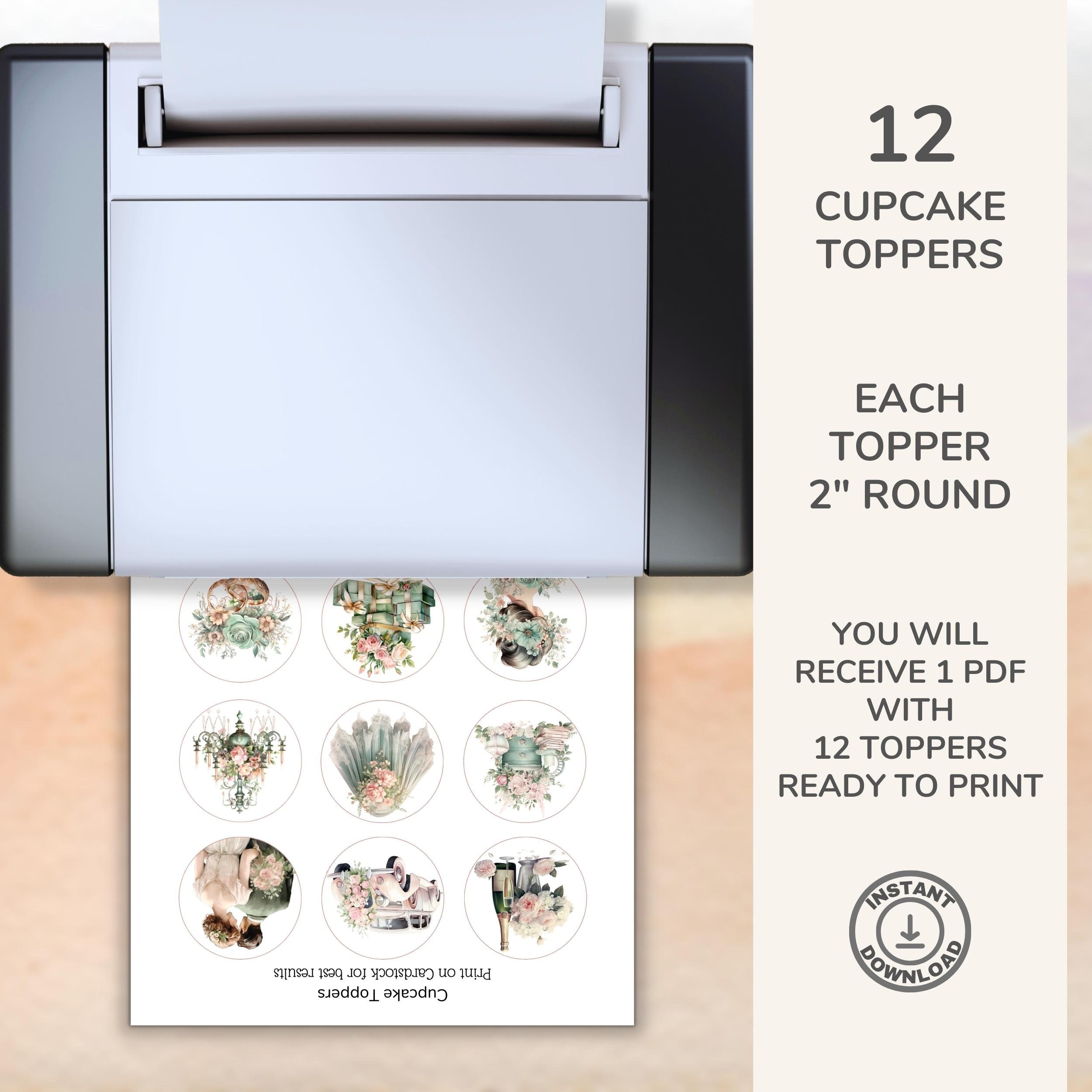 Printable Pastel Wedding Cupcake Toppers. Set of 12 Fun Designs ...