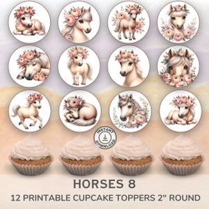 Horses Cupcake Toppers: Pony Party Decorations (Digital Download)