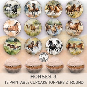 Horses Cupcake Toppers: Fun Party Designs (Digital Download)