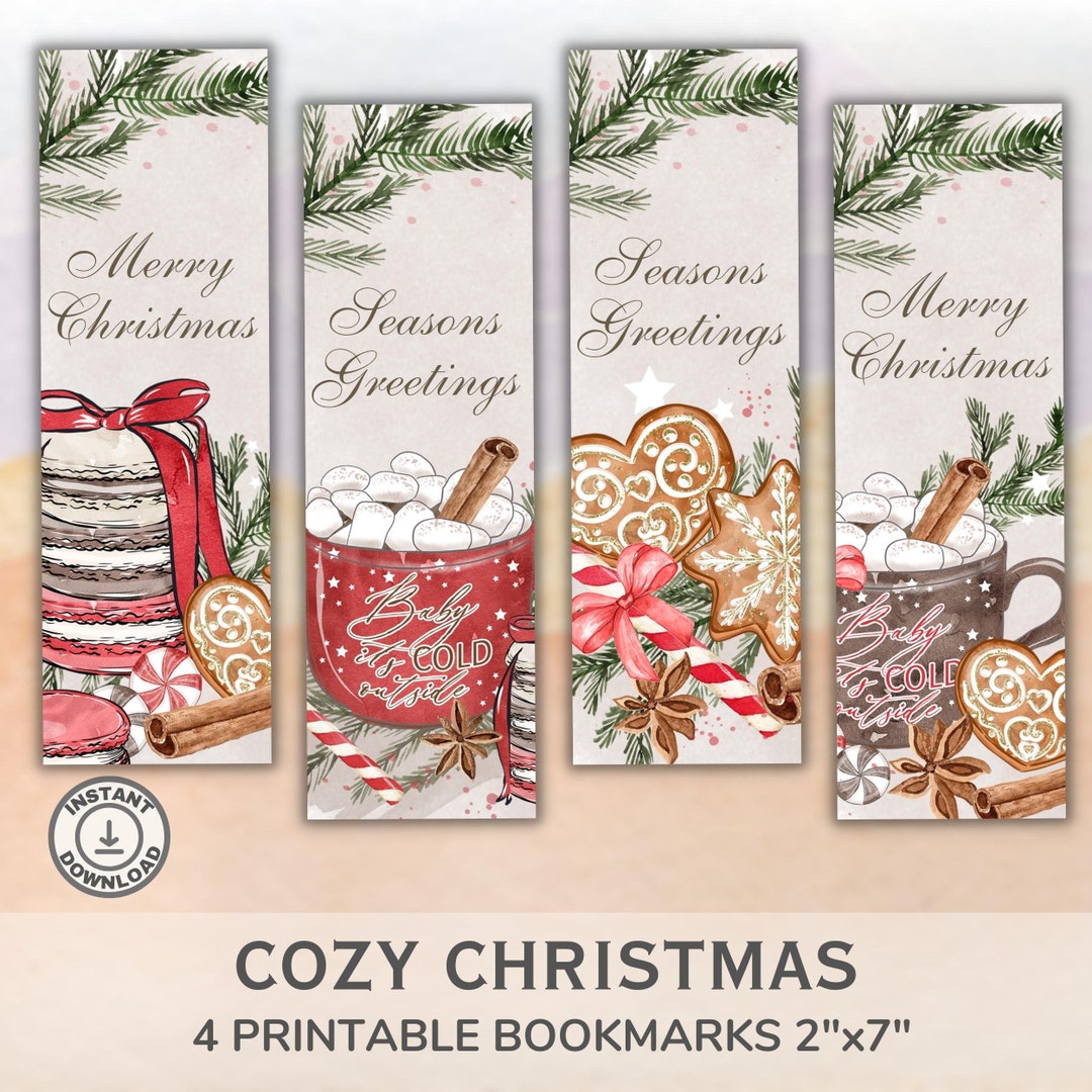 Christmas Printable Bookmarks Set of 4. Printable Christmas Bookmarks ...