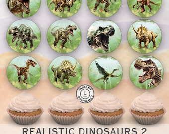 Printable Dinosaur Cupcake Toppers: 12 Fun Designs (Digital Download)