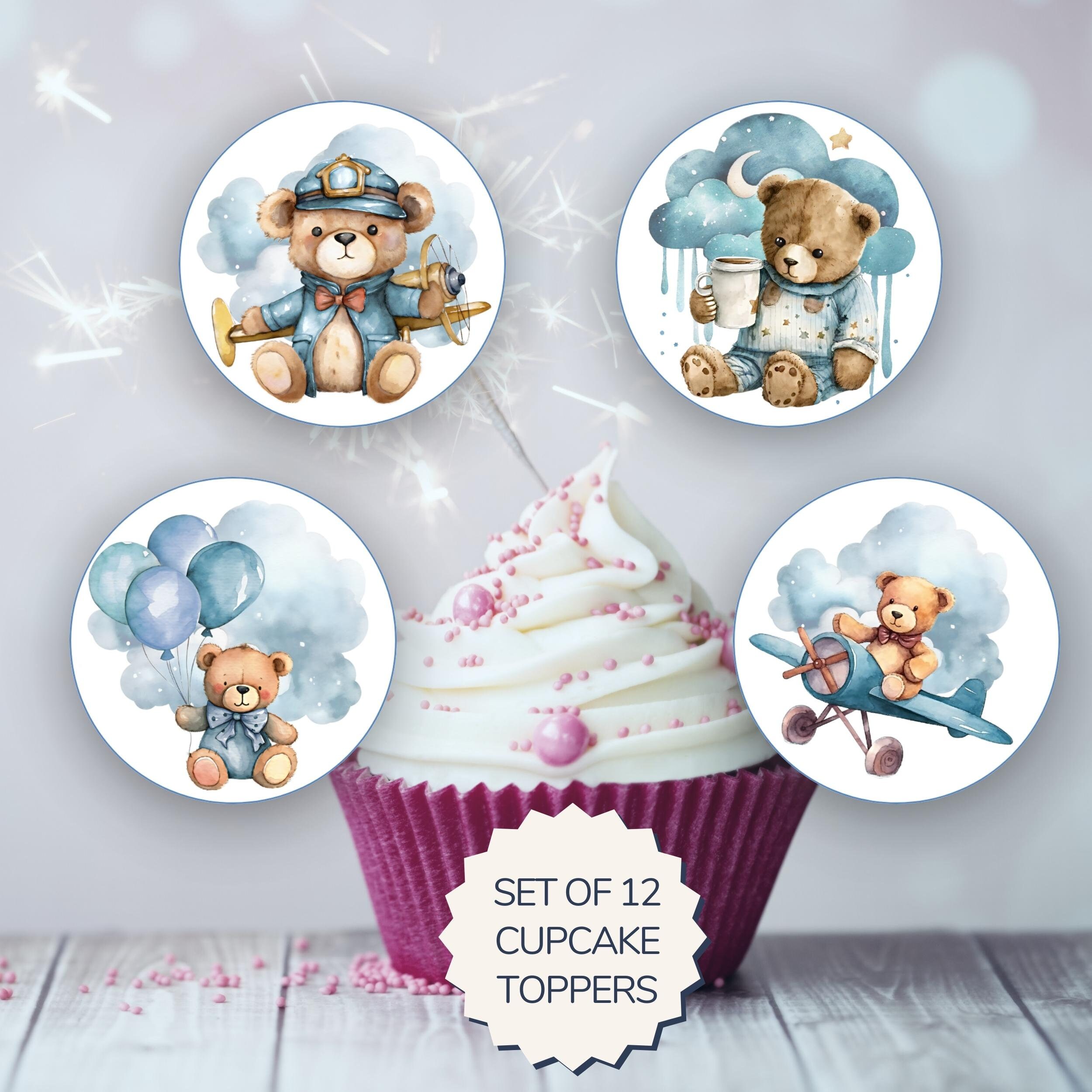 ALEGRE Babyshower Taartdecoratie Doop Jongens - 18 Stuks Cupcake Toppers, Boy Decoratie, Gender Reveal Party, Muffin Blauw