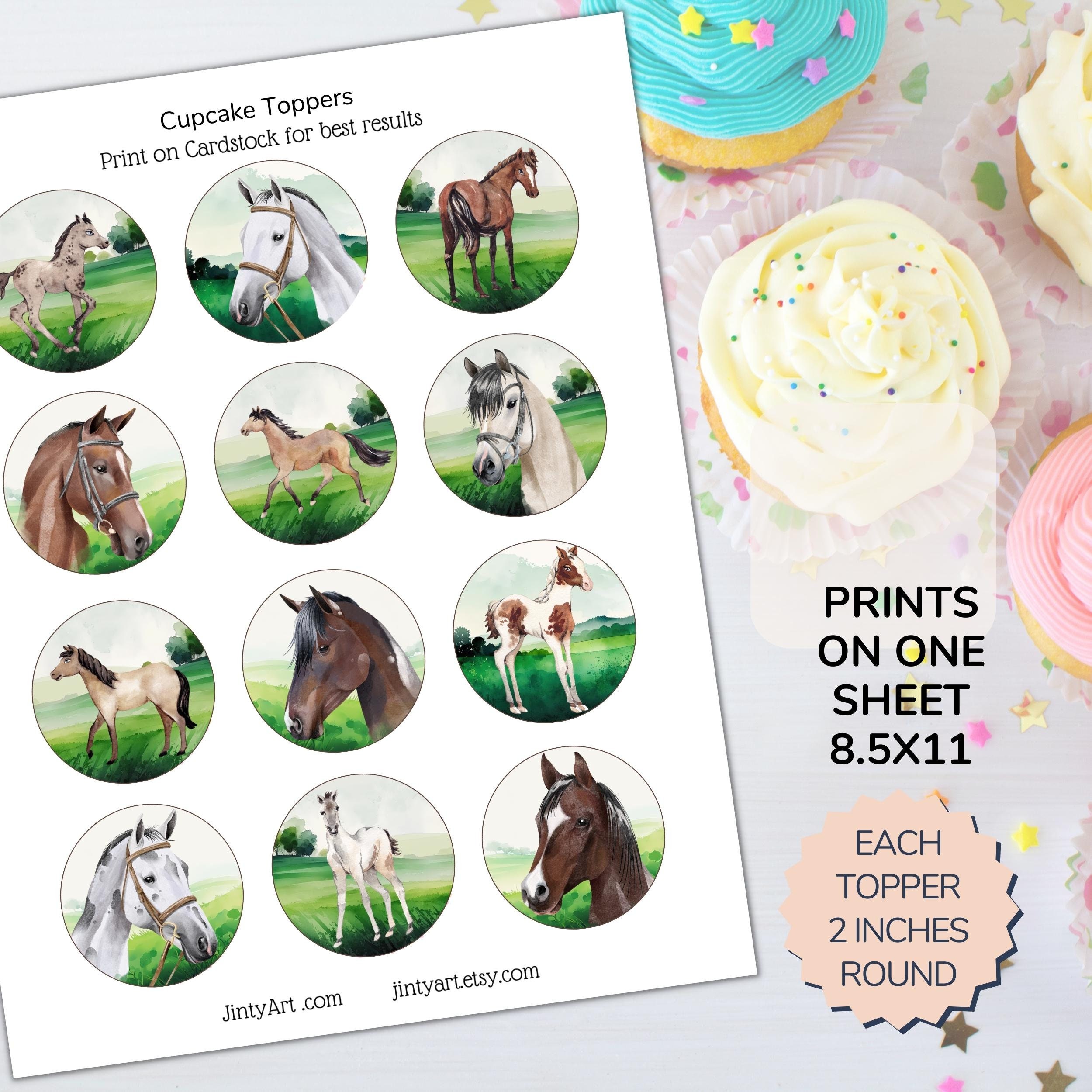 Printable Horses Cupcake Toppers. Set of 12 Fun Designs. Perfect for ...