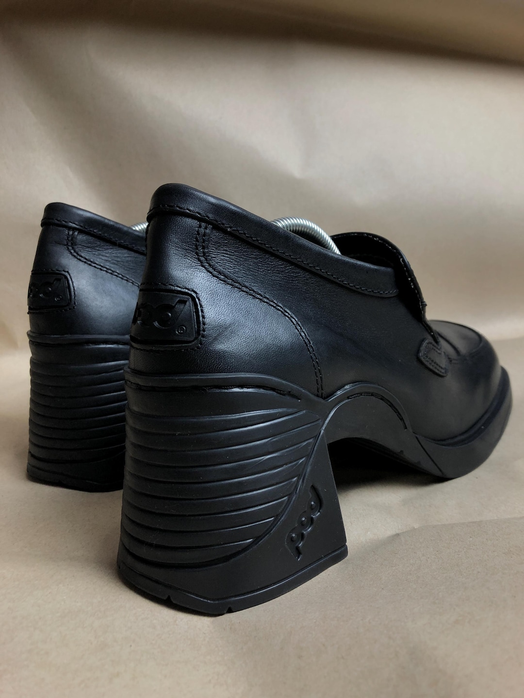靴 90s-00s US Vintage Fade Leather Shoes Vintage Oxford Retro Y2K Chunky Lug Sole Lace Up Grunge
