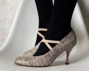 Vintage Joseph Snake Embossed Leather Heels - Made in France - US 8.5