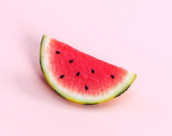 Watermelon polymer clay brooch, fruit brooch