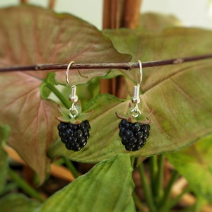 Blackberry polymer clay fruit earrings