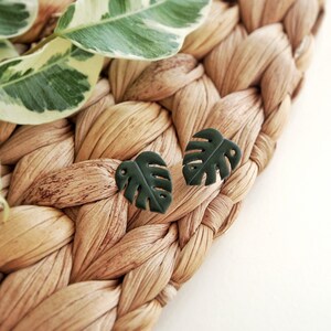 Monstera earrings, plant earrings, tropical leaf earrings