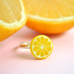 Lemon fruit polymer clay ring