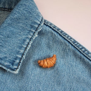 Croissant polymer clay brooch