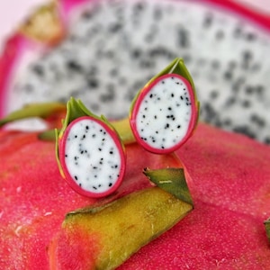 Dragon fruit polymer clay stud earrings