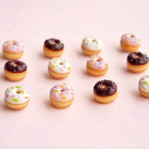 Donut polymer clay earrings, miniature confetti doughnut studs