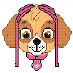 Niedlicher rosa Cartoon Hund Kreuzstichmuster (PDF)