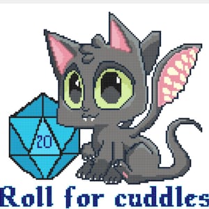 Roll For Cuddles Displacer Kitten Cross Stitch Pattern (PDF)