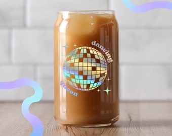 Dancing Queen Glass - Disco Ball Glass - Libbey Glass Can - Trendy Glass - Iced Coffee - Mamma Mia - Mamma Mia Glass