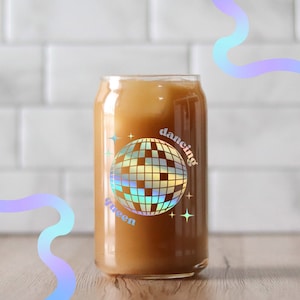 Dancing Queen Glass - Disco Ball Glass - Libbey Glass Can - Trendy Glass - Iced Coffee - Mamma Mia - Mamma Mia Glass