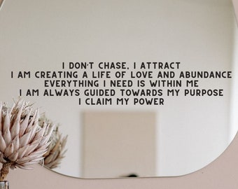 Daily Affirmations Mirror Sticker - Cute Mirror Decal - Trendy Mirror Decal - Trendy Mirror Sticker