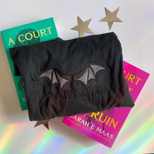 Embroidered Darling ACOTAR Tee - Rhysand Shirt - ACOTAR Inspired Shirt - Booktok Shirt - Feyre And Rhysand - Bookish Merch