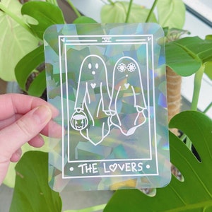 The Lovers Tarot Card Rainbow Suncatcher - Ghost Suncatcher - Janela Rainbow Adesivo
