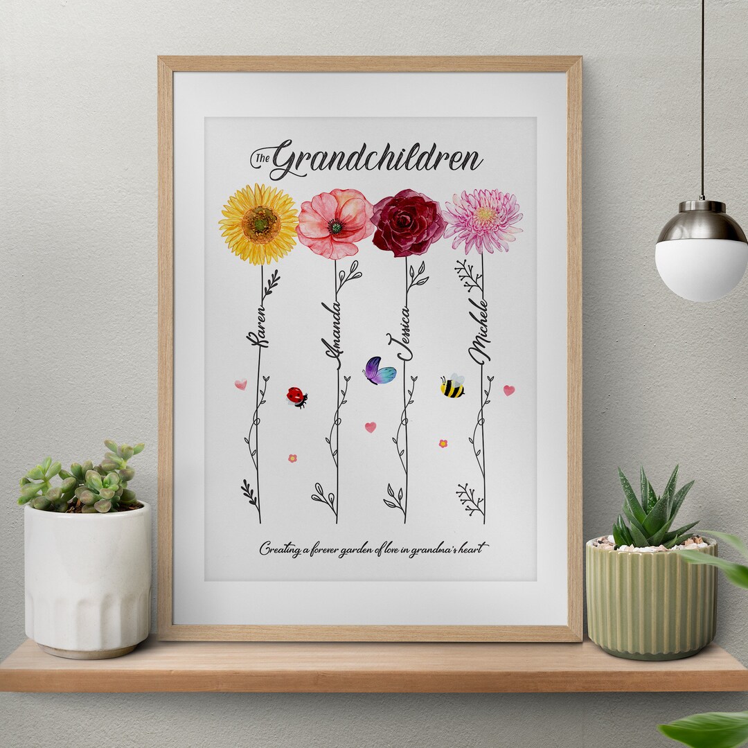 Personalized Flowers for Grandma,mothers Day Gift,family Bouquet,birth