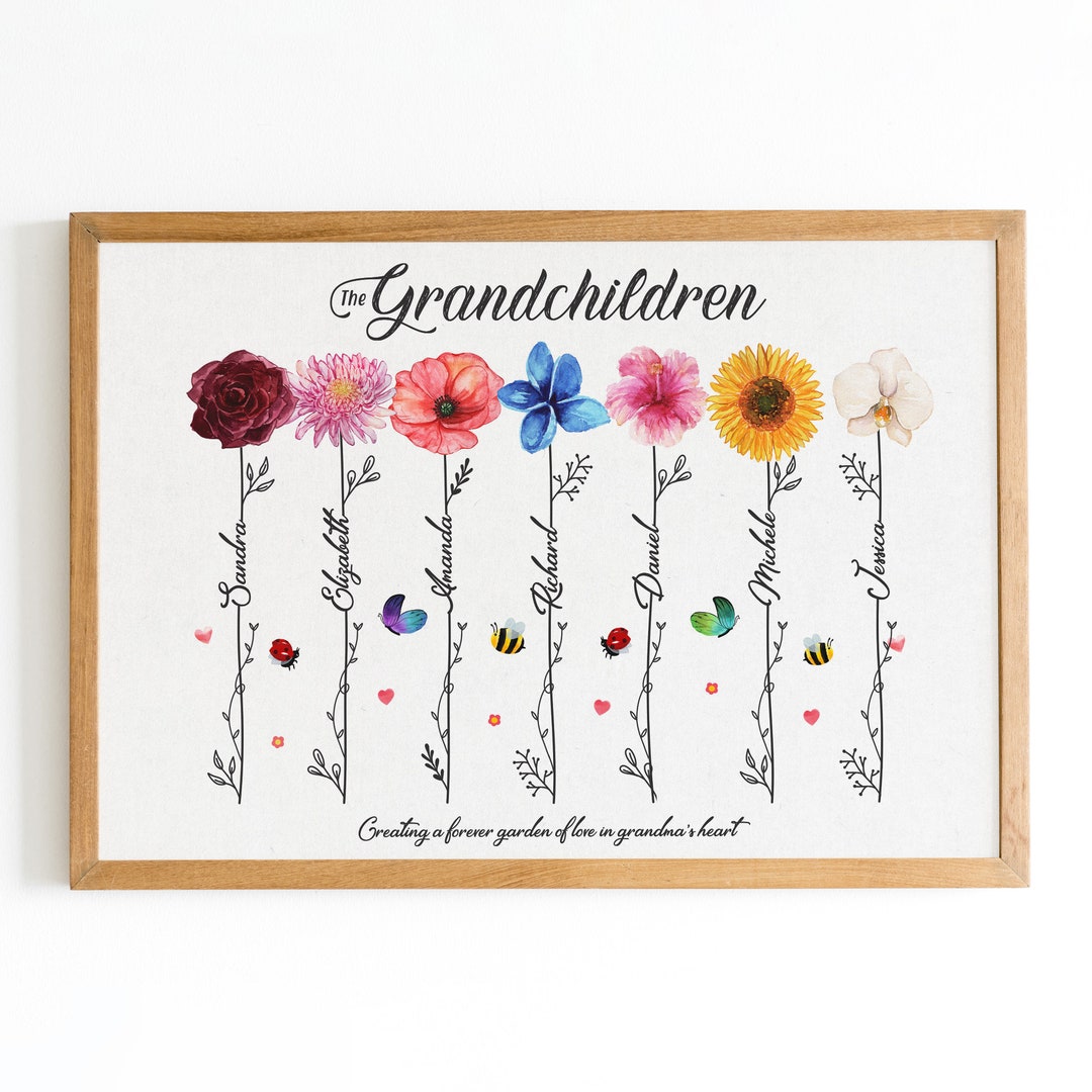Personalized Daisy Flowers Grandma'S Garden Landscape Canvas For Grandmother Wall Art