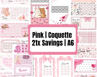 Roze Coquette Meisjesachtige Spaaruitdagingen | A6 Printbaar | Spaar in 2027