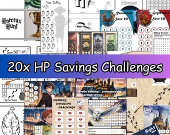 Wizard Savings Challenge-bundel: afdrukbare budgettrackers (pdf-download, A4/A6/kaartformaat)
