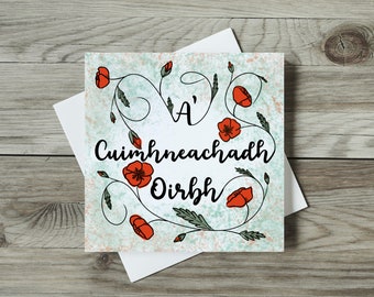 Gaelic Sympathy Card - A' Cuimhneachadh Oirbh - Red Poppies