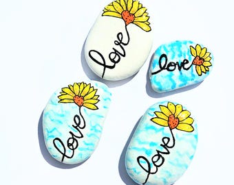 Hand-Painted Love Blooms Kindness Rocks: Arizona River Stone Set