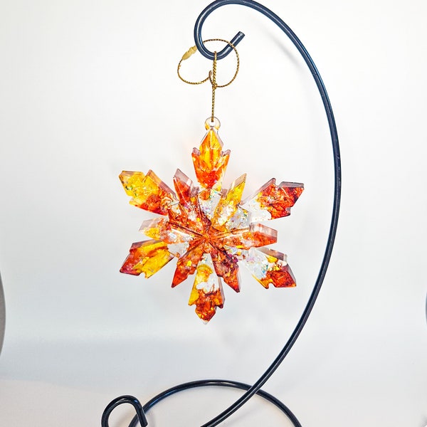 Handmade Resin Snowflake Ornaments - Fall's Radiance Captured in Snowflakes, Autumn's Glow in Every Flake, Perfect Secret Santa Gift