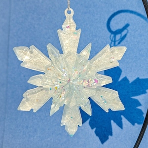 Handmade Frosted Resin Snowflake Ornament: Winter Holiday Decor