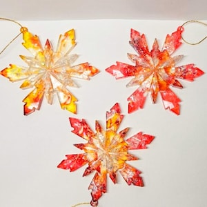 Handmade Resin Snowflake Ornament: Autumn Radiance, Holiday Decor