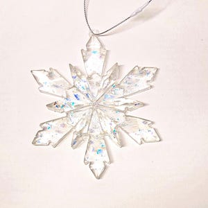 Handmade Glitter Resin Snowflake Ornament: Holographic Holiday Decor