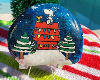Snoopy and Woodstock, Hand Painted Rock, Free gift with every purchase!