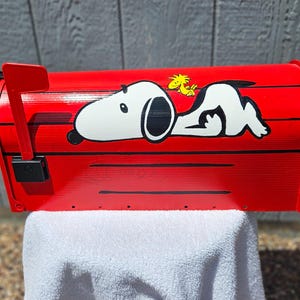Hand Painted Snoopy Mailbox: Peanuts Doghouse, Personalized Address