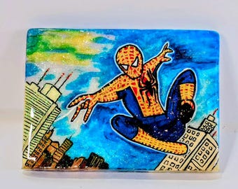 Hand-Painted Spiderman Fan Art: 3D Floating Display