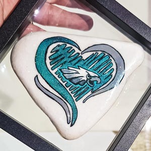 Philadelphia Eagles Decor, Hand Painted One of a Kind Eagles Memorabilia, in 4.3" 3D floating display, Fly Eagles Fly, Eagles Fan Art