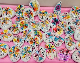 Wishies- painted rocks Make a wish dandelion seeds. Updated often, Kindness rocks