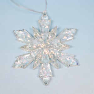Handmade Clear Glitter Resin Snowflake Ornament: Holographic Holiday Decor. 3rd Edition