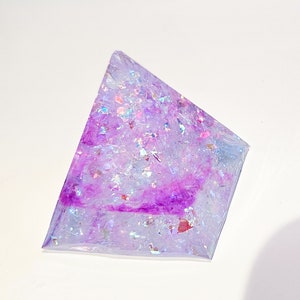 Lavender Purple Ombre Resin Pyramid Paperweight with Glitter and Holographic Sparkle -Handmade Home Accent, Office Gift,Secret Santa, only 1